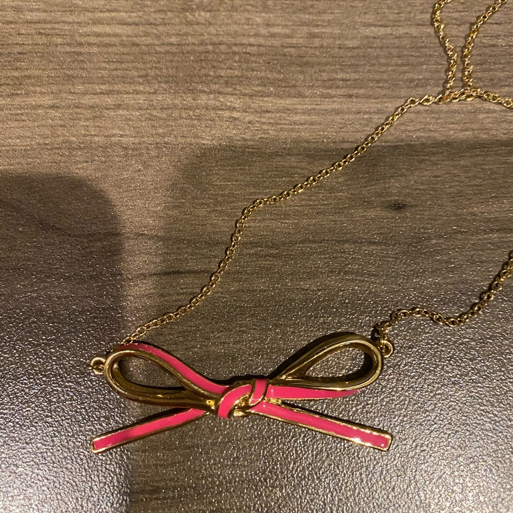 Kate Spade pink bow necklace
